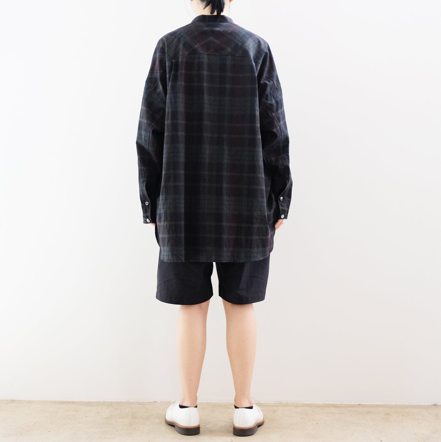 Ink Black Madras Pullover Blouse - Black x Azuki