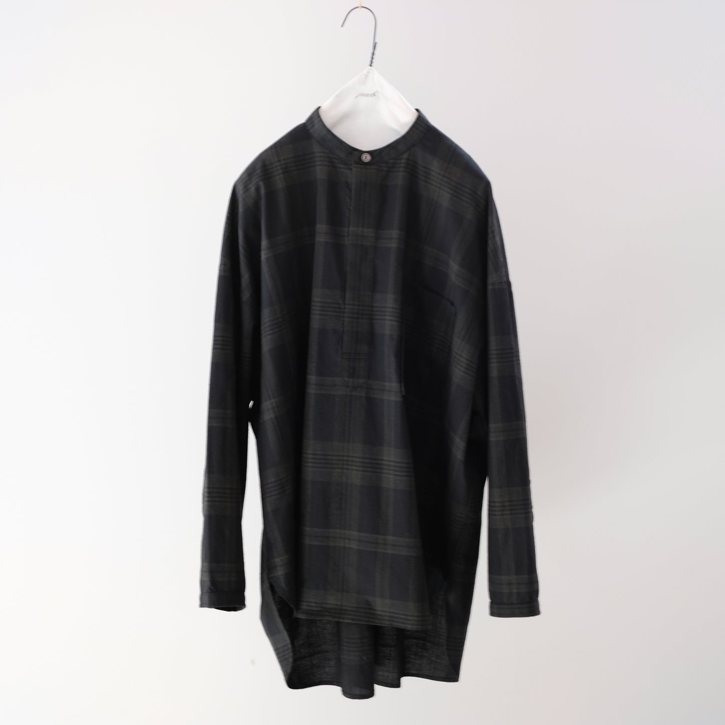Ink Black Madras Pullover Blouse - Black x Brown