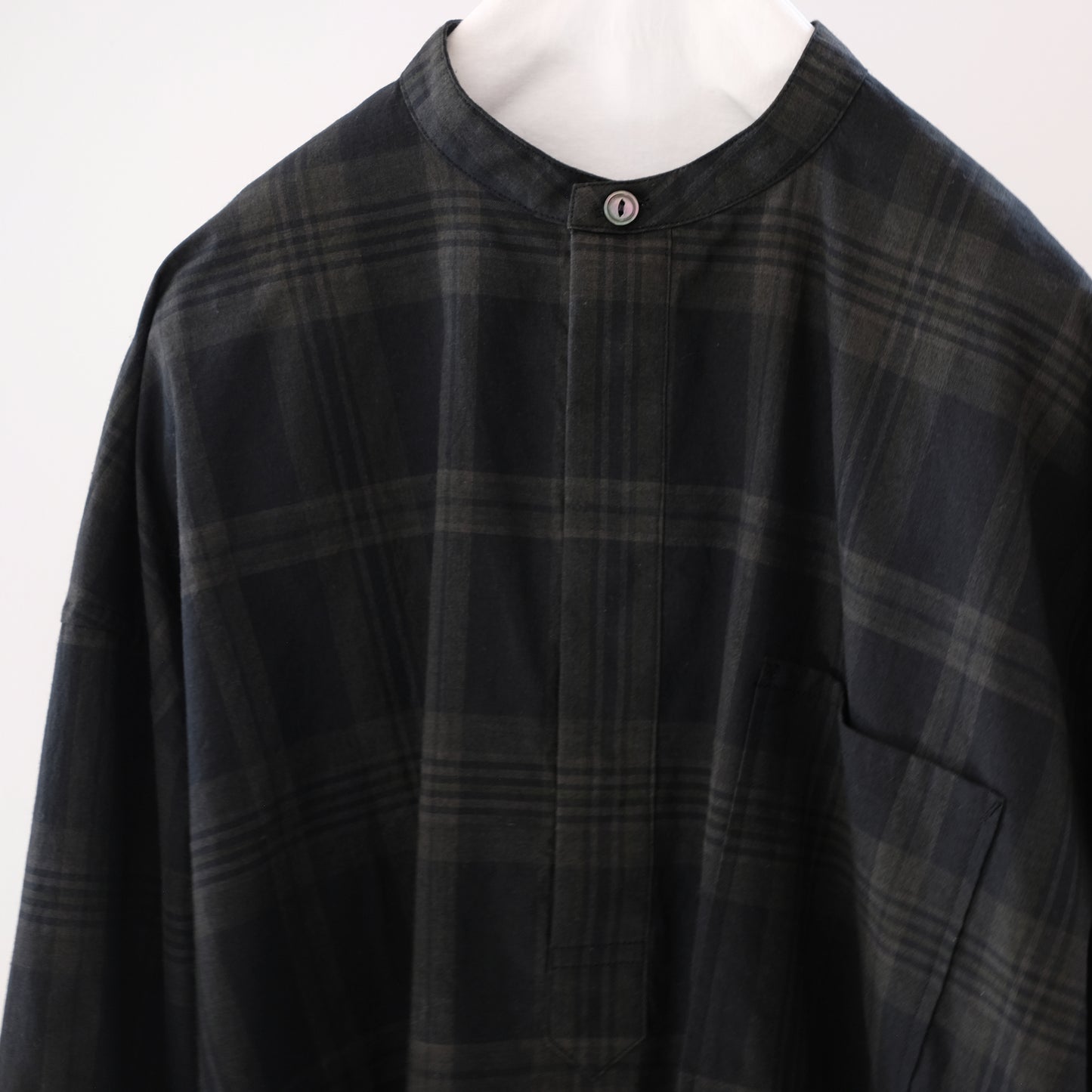 Ink Black Madras Pullover Blouse - Black x Brown