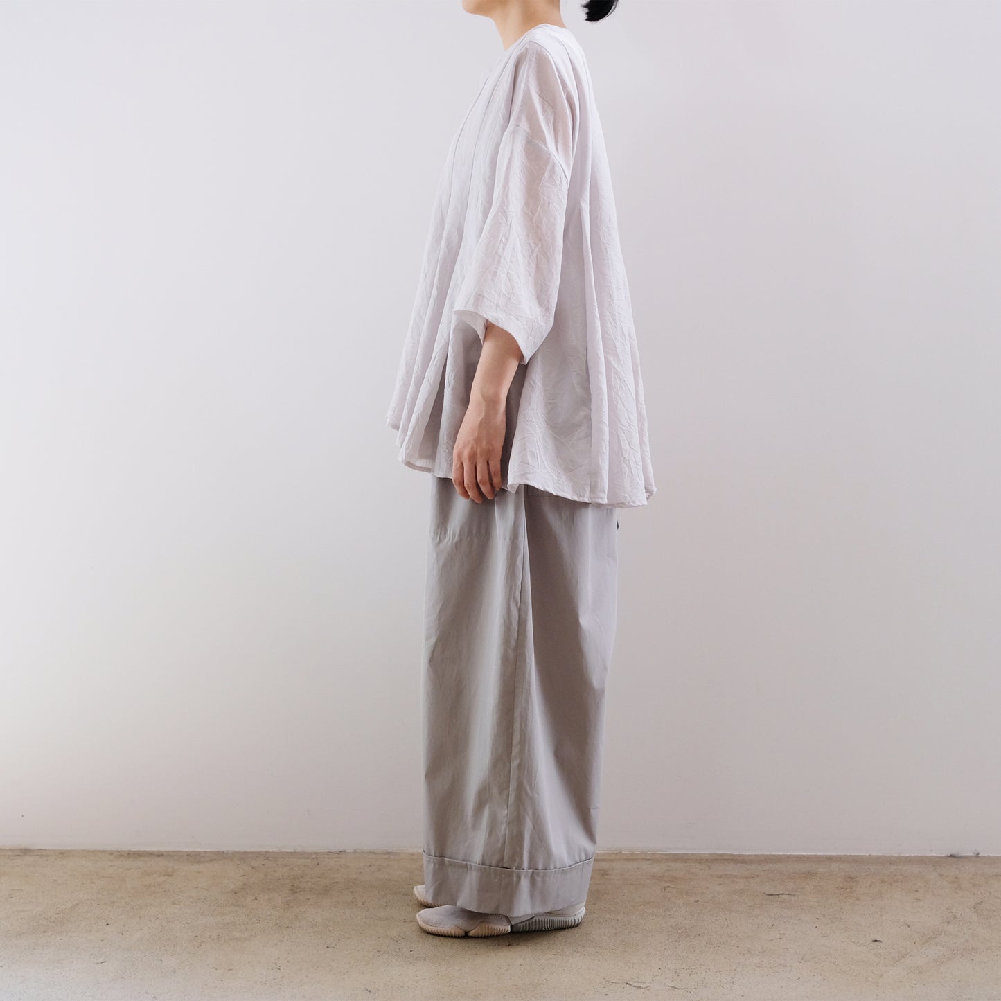 Silk Cotton Lawn Tuck Blouse - Silver