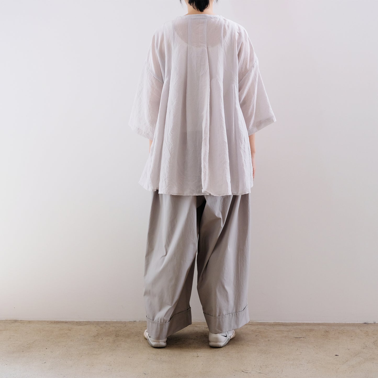 Silk Cotton Lawn Tuck Blouse - Silver