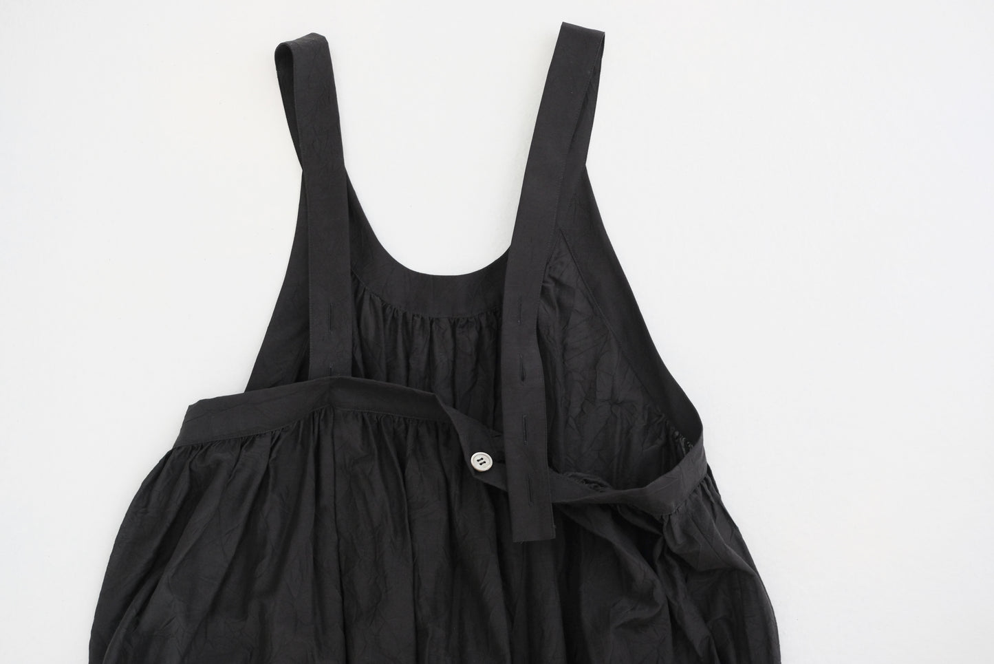 Silk Cotton Lawn Gather Dress - Black