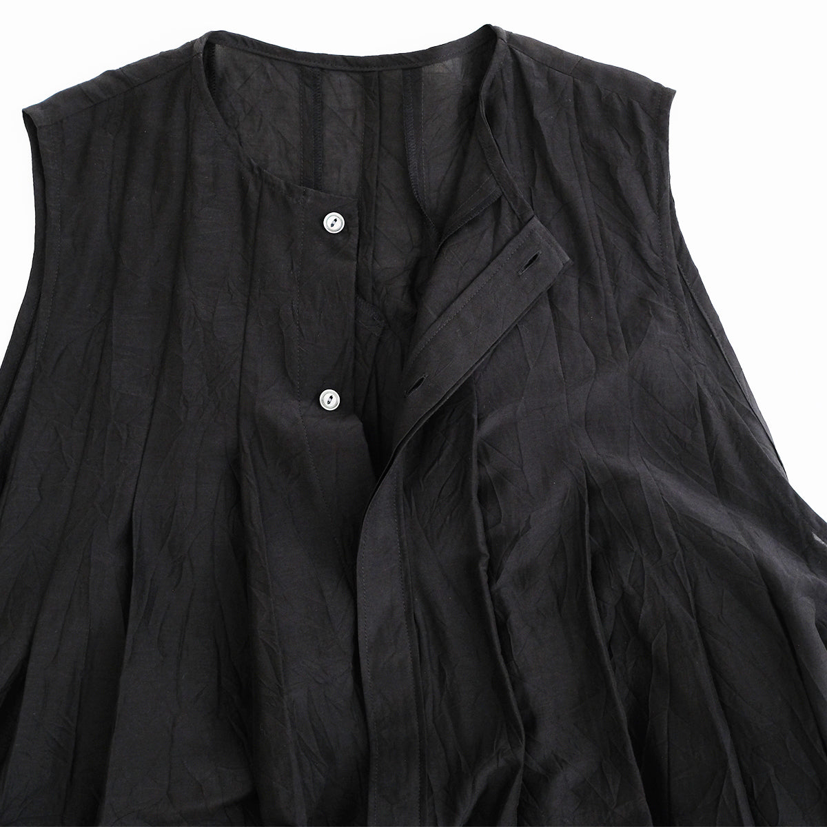 Silk Cotton Lawn Sleeveless Dress - Black