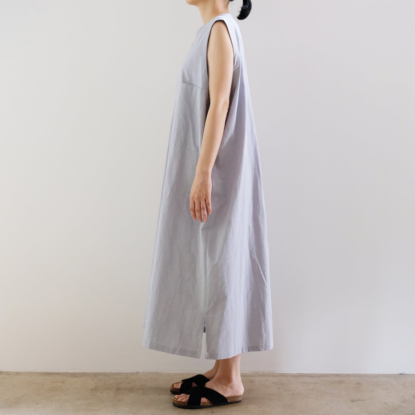 Cotton Linen Typewriter Sleeveless Dress - Silver