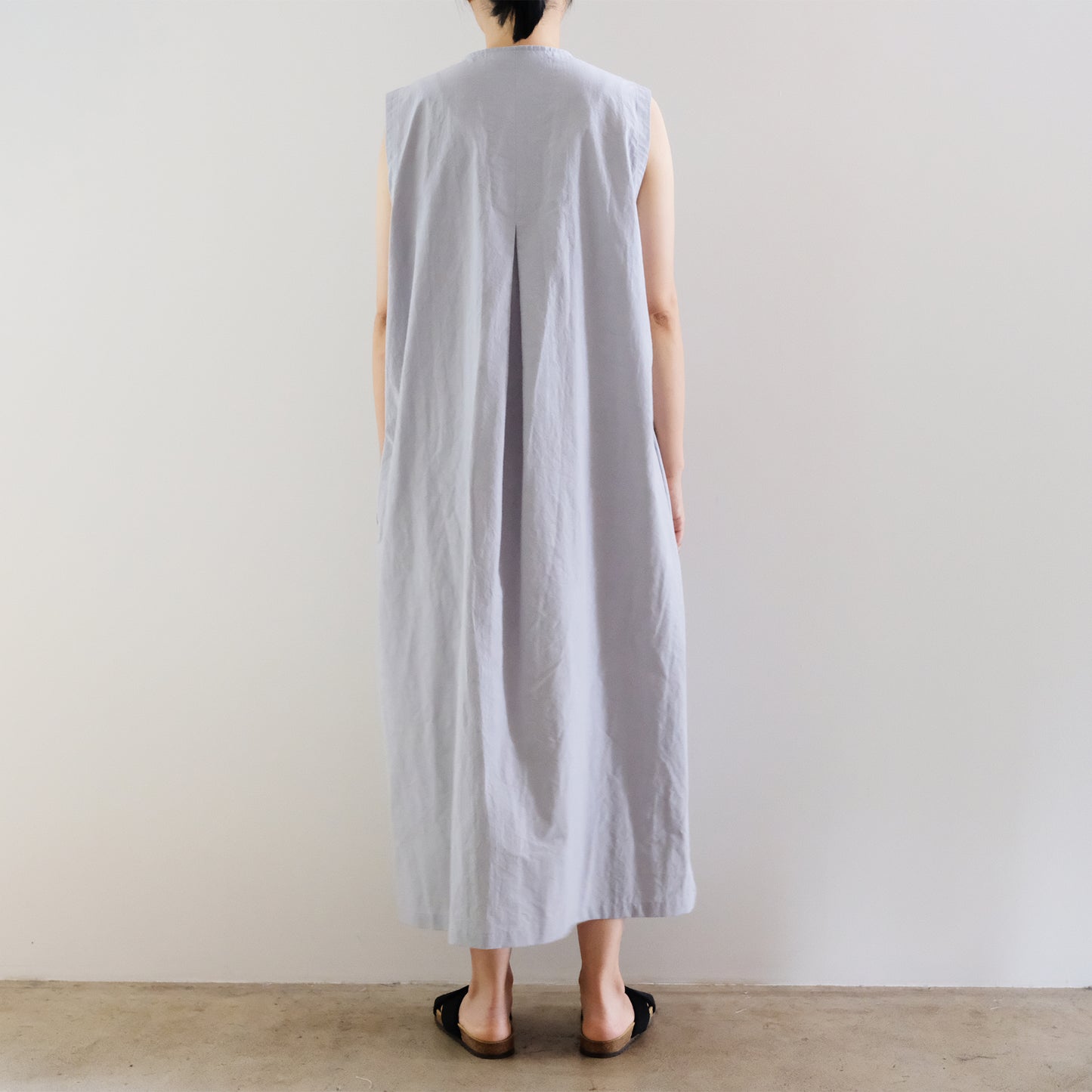 Cotton Linen Typewriter Sleeveless Dress - Silver