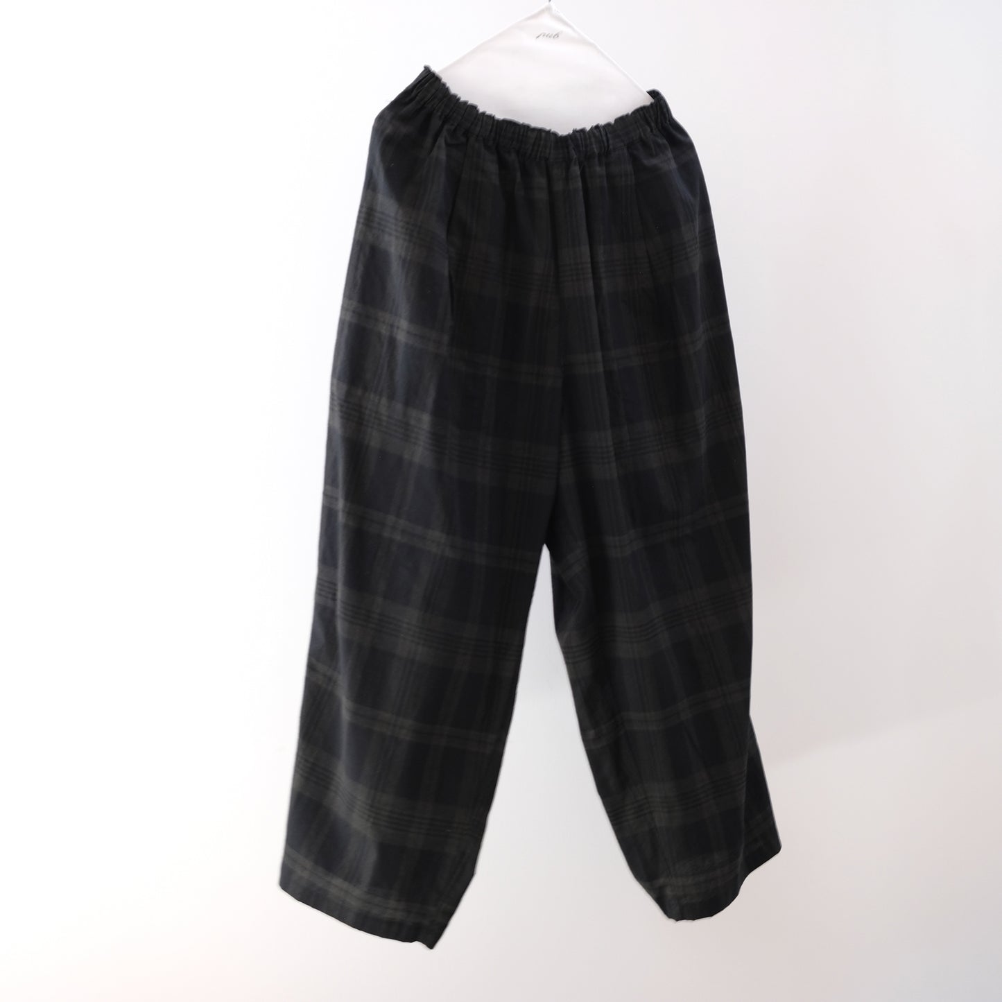Ink Black Madras Check Easy Pants - Black x Brown