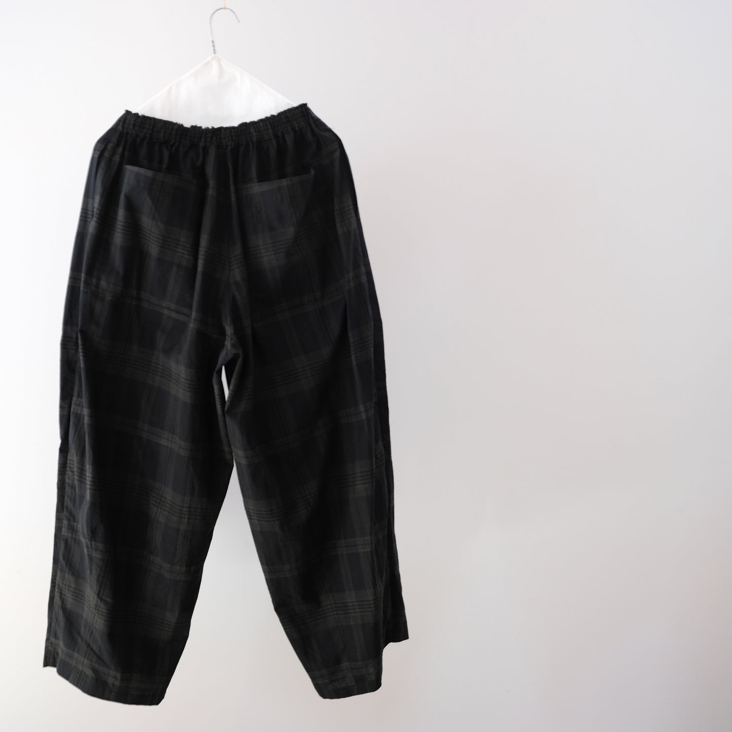 Ink Black Madras Check Easy Pants - Black x Brown