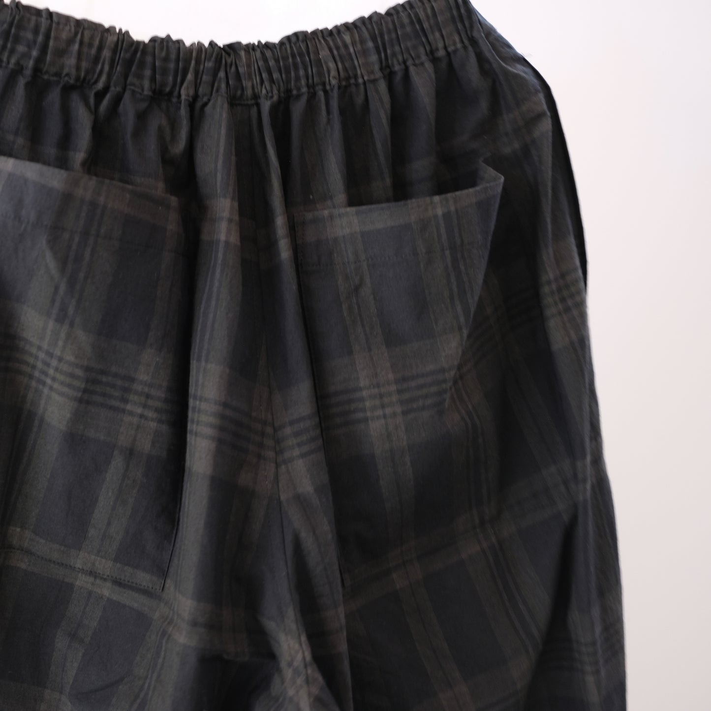 Ink Black Madras Check Easy Pants - Black x Brown
