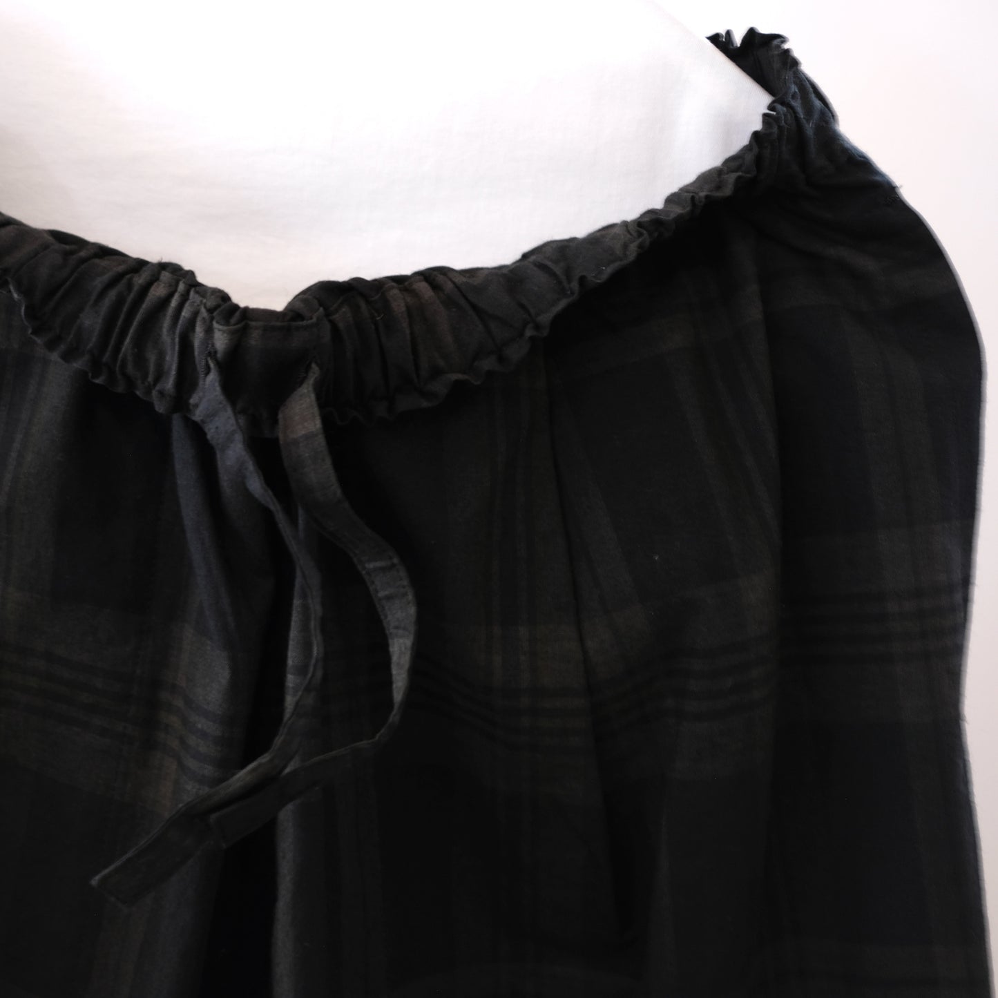 Ink Black Madras Check Easy Pants - Black x Brown