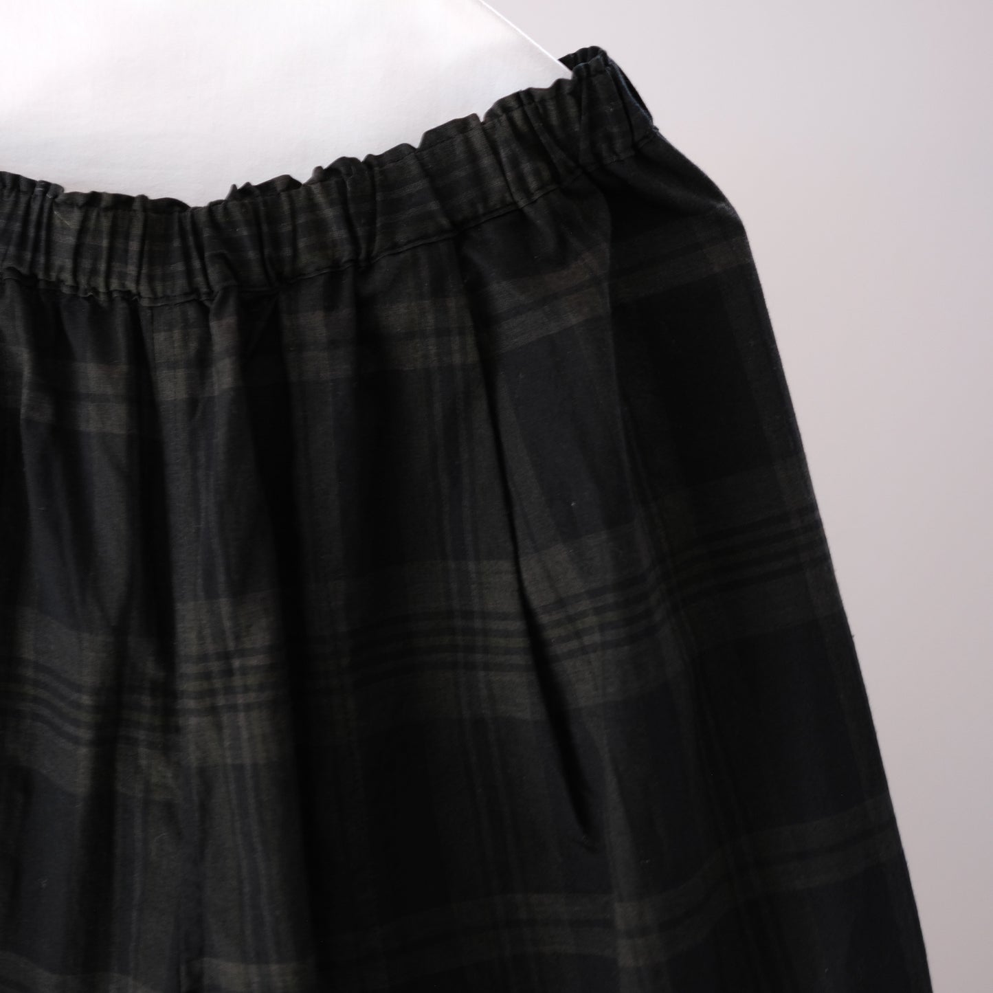 Ink Black Madras Check Easy Pants - Black x Brown