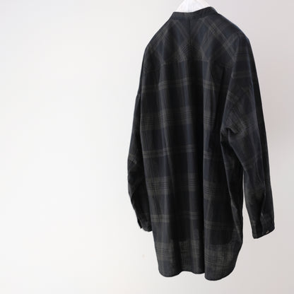 Ink Black Madras Pullover Blouse - Black x Brown