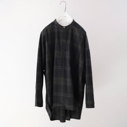 Ink Black Madras Pullover Blouse - Black x Brown