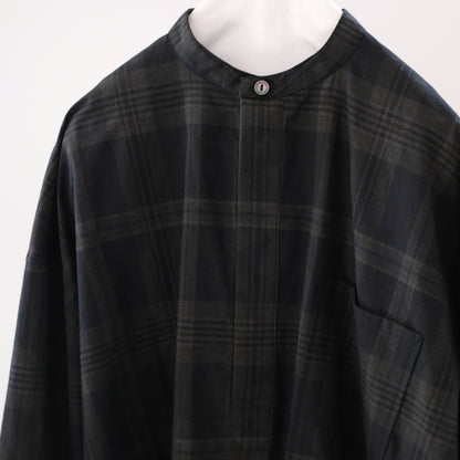 Ink Black Madras Pullover Blouse - Black x Brown