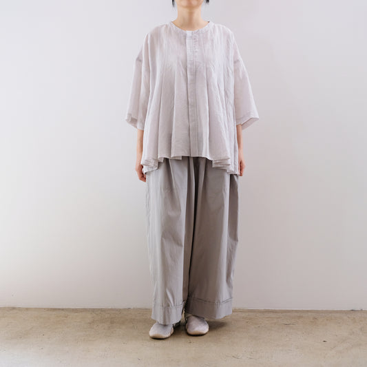 Silk Cotton Lawn Tuck Blouse - Silver
