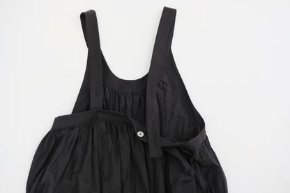 Silk Cotton Lawn Gather Dress - Black
