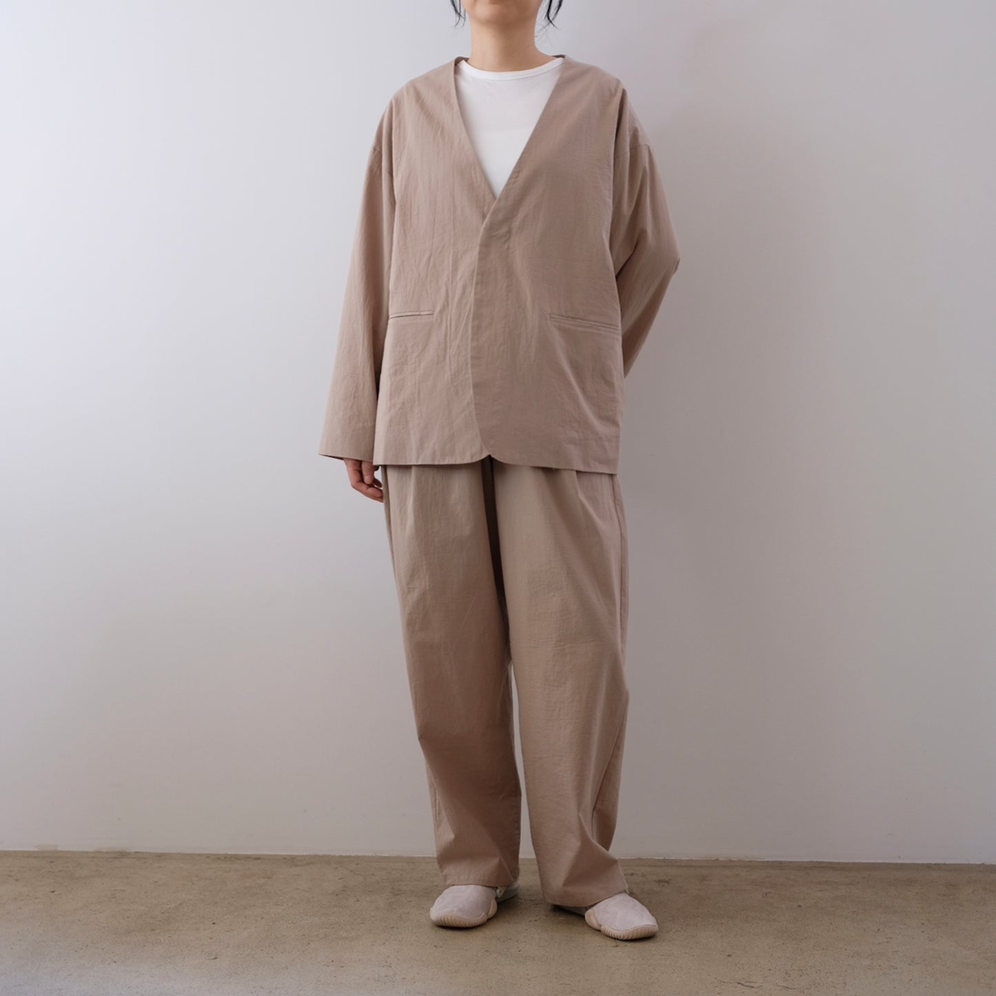 organic cotton linen collarless jacket