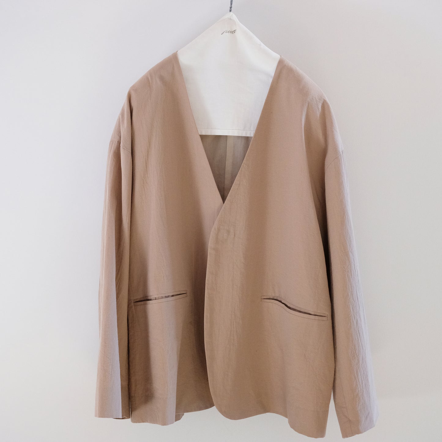 organic cotton linen collarless jacket
