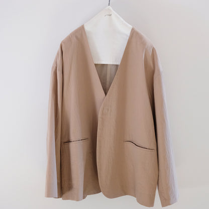 organic cotton linen collarless jacket