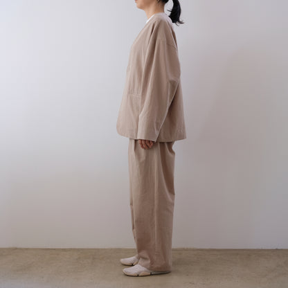 organic cotton linen collarless jacket