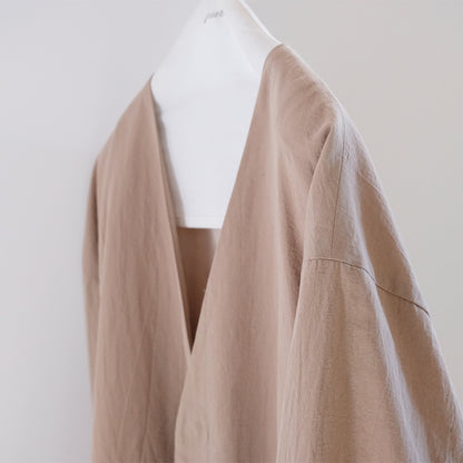 organic cotton linen collarless jacket