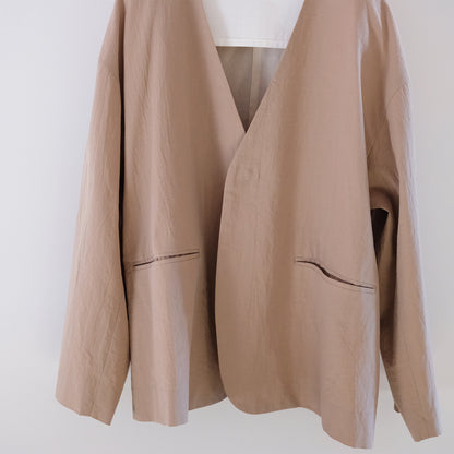 organic cotton linen collarless jacket
