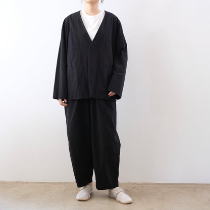 organic cotton linen collarless jacket