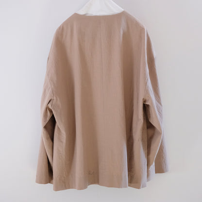 organic cotton linen collarless jacket