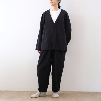 organic cotton linen collarless jacket