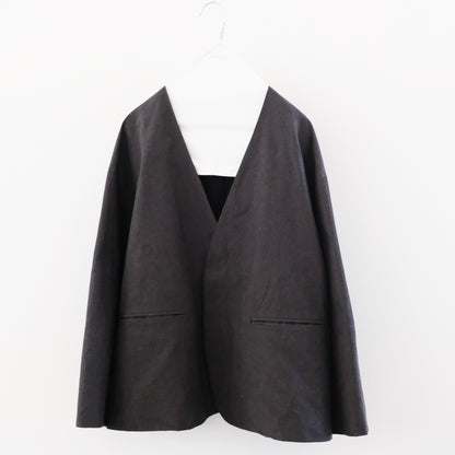 organic cotton linen collarless jacket
