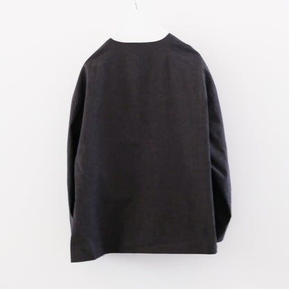 organic cotton linen collarless jacket