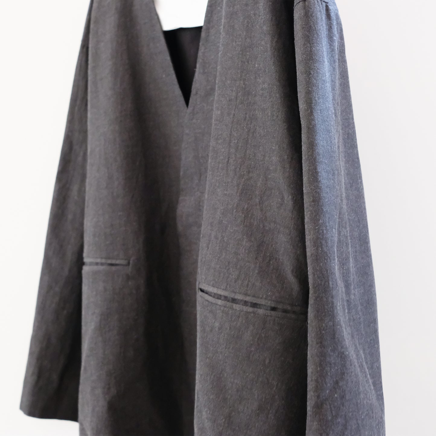 organic cotton linen collarless jacket
