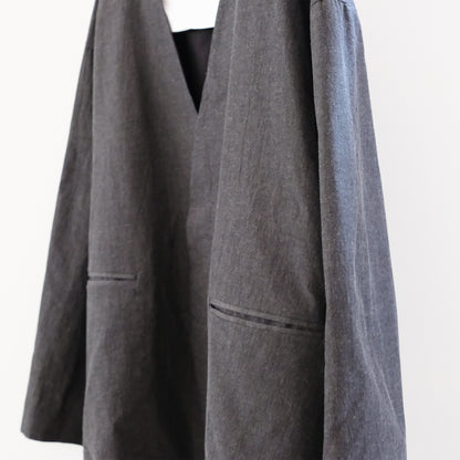 organic cotton linen collarless jacket