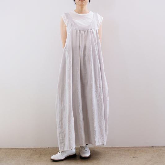 Silk Cotton Lawn Gather Dress - Silver Grey