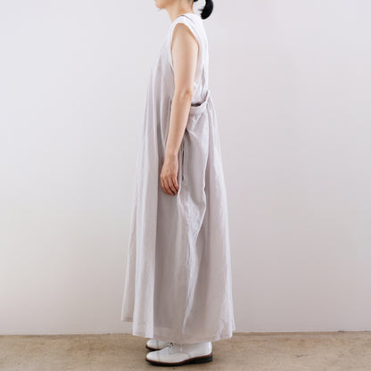Silk Cotton Lawn Gather Dress - Silver Grey