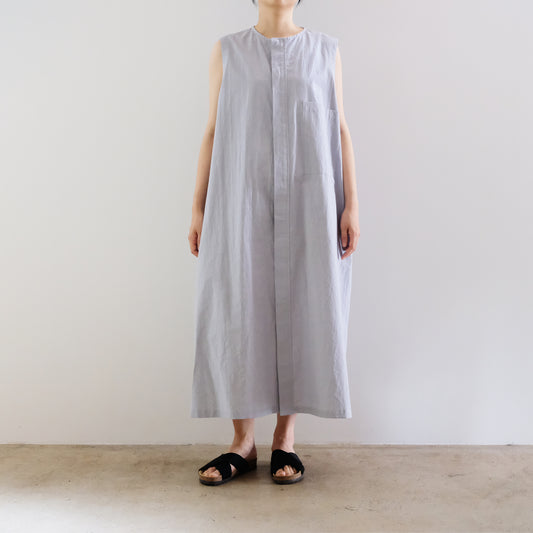 Cotton Linen Typewriter Sleeveless Dress - Silver