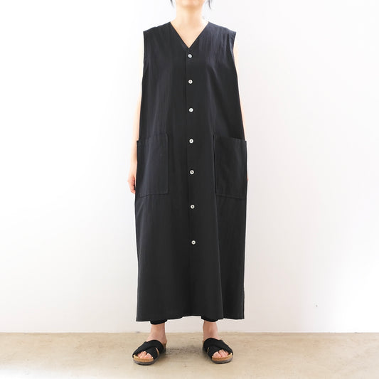 Organic Cotton Linen V-Neck Long Dress