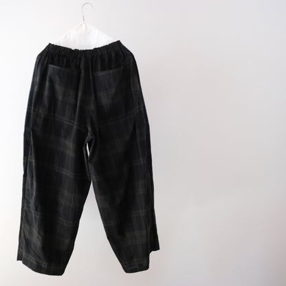 Ink Black Madras Check Easy Pants - Black x Brown