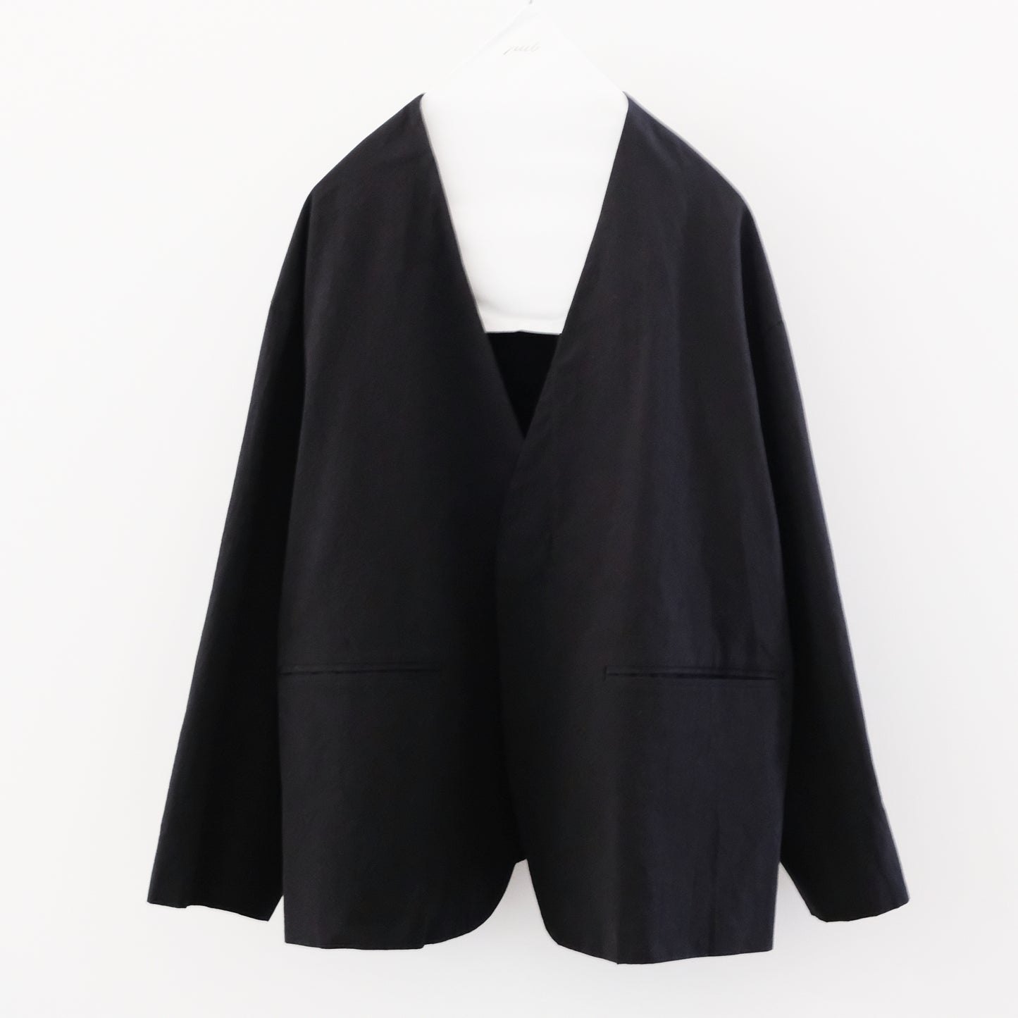 organic cotton linen collarless jacket